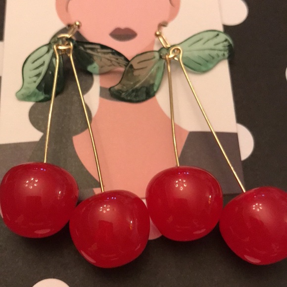 Stunning cherry earrings. NWOT. Pierced earrings. - Picture 4 of 7